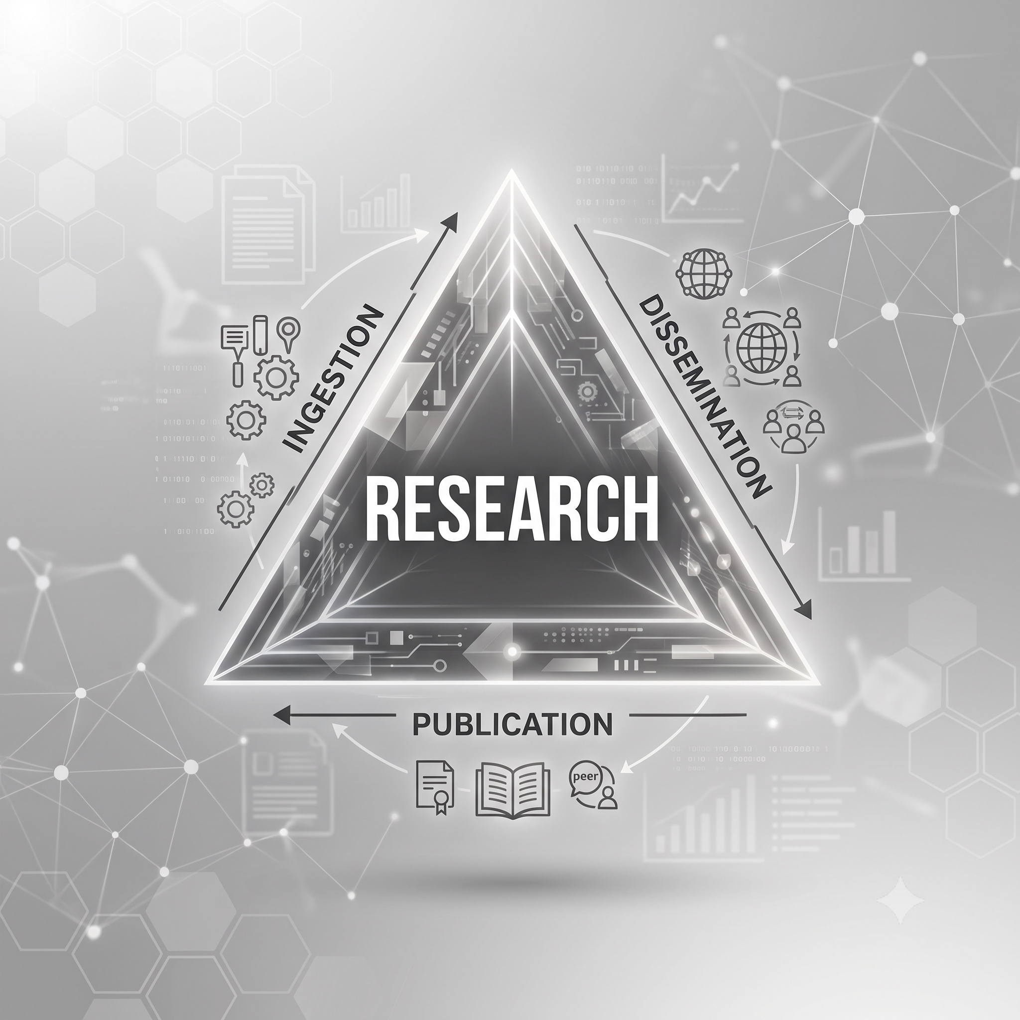Shutri Core Architecture Triangle — Ingestion, Publication, Dissemination